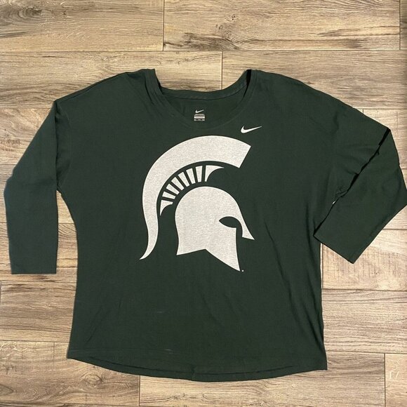 Nike Tops - Nike Dark Green Long Sleeve Tee with Silver Logo